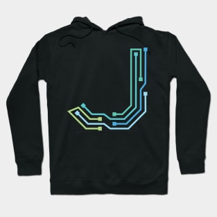 Alphabet J Circuit Typography Design Hoodie